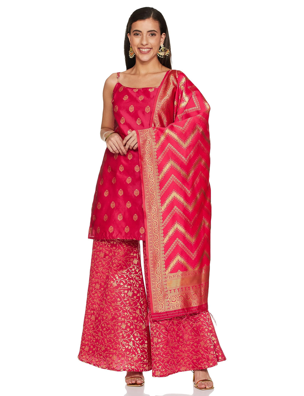 Ketch Polyester Womens Kurta&Sharara&Dupat (Khk3000517_Red