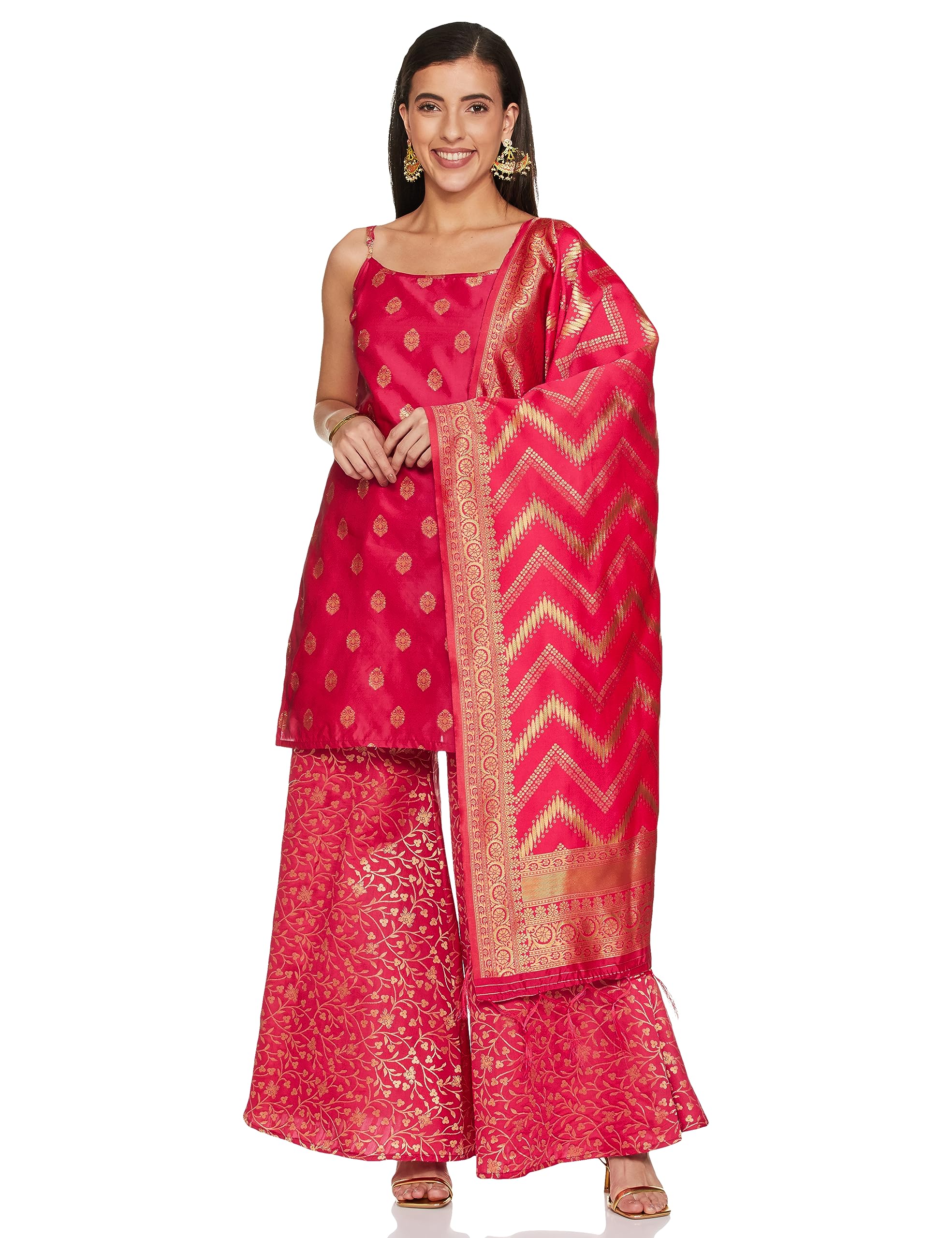 Ketch Polyester Womens Kurta&Sharara&Dupat (Khk3000517_Red