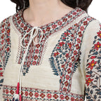 Ishin WomenS Off White Embellished A-Line Top