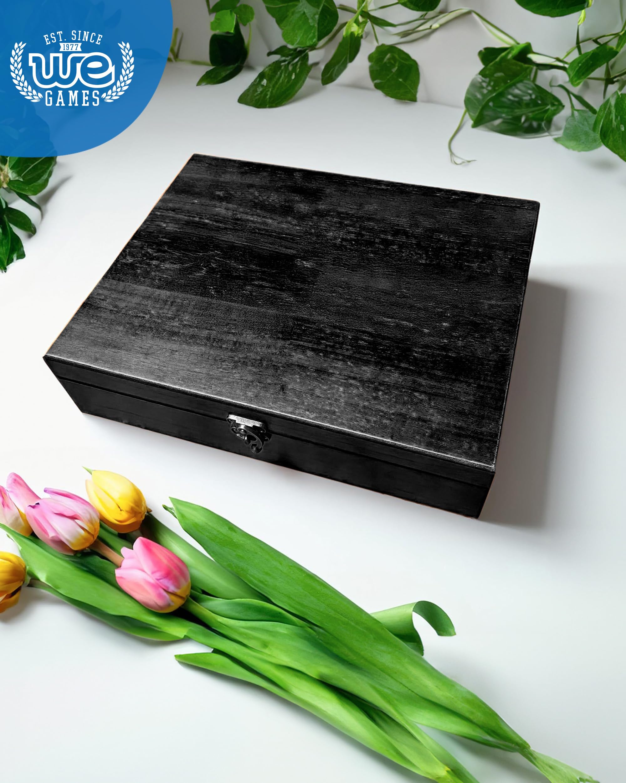 WE Games Wooden Keepsake Stash Box, Decorative Memory or letter Box, Board Game Storage, Storage for Photos, Stationary, Jewelry
