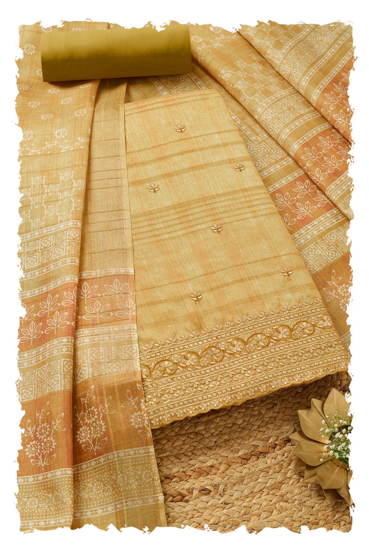 Soch Women Art Silk Embroidered Unstitched Dress Material with Sequins