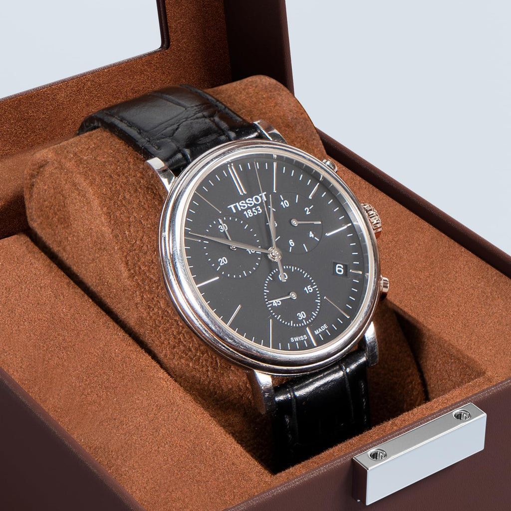 ProCase Single Watch Box for Men - Storage Holder Organizer With Glass Lid, 1 Slot Display Case - Espresso