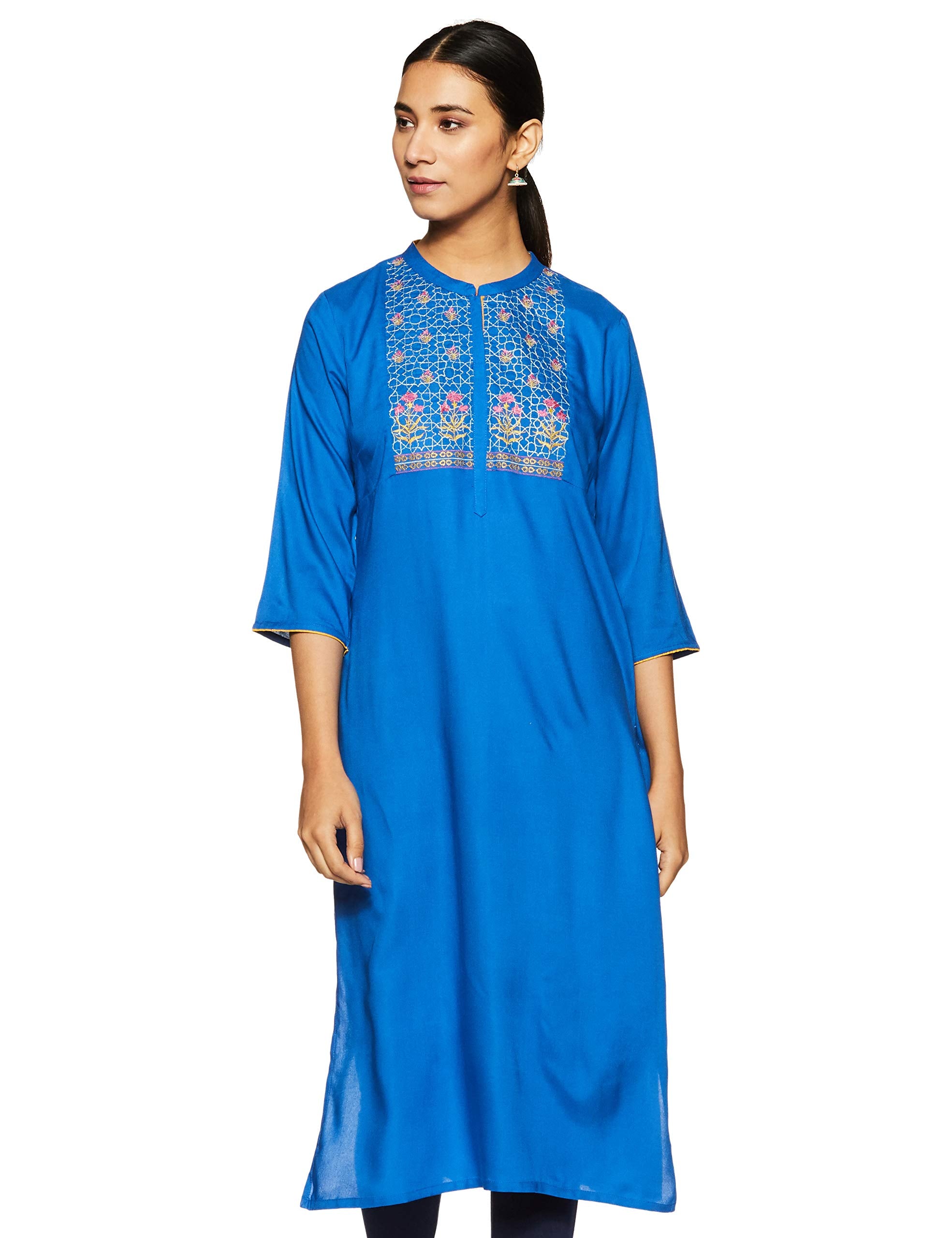 Aurelia Women'S Synthetic Regular Kurta (18Aua10235-200441_Blue_L)