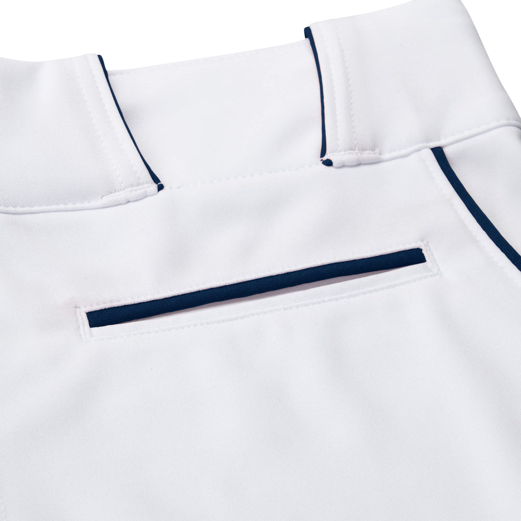 CHAMPRO Triple Crown OB2 Open-Bottom Loose Fit Baseball Pants with Adjustable Inseam and Reinforced Sliding Areas, White,navy, S
