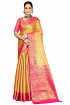 Sugathari WomenS Gold And Pink Kanjivaram Banarasi Silk Saree For Patola Festival Wedding Silk With Rich Pallu Design Sarees Fo