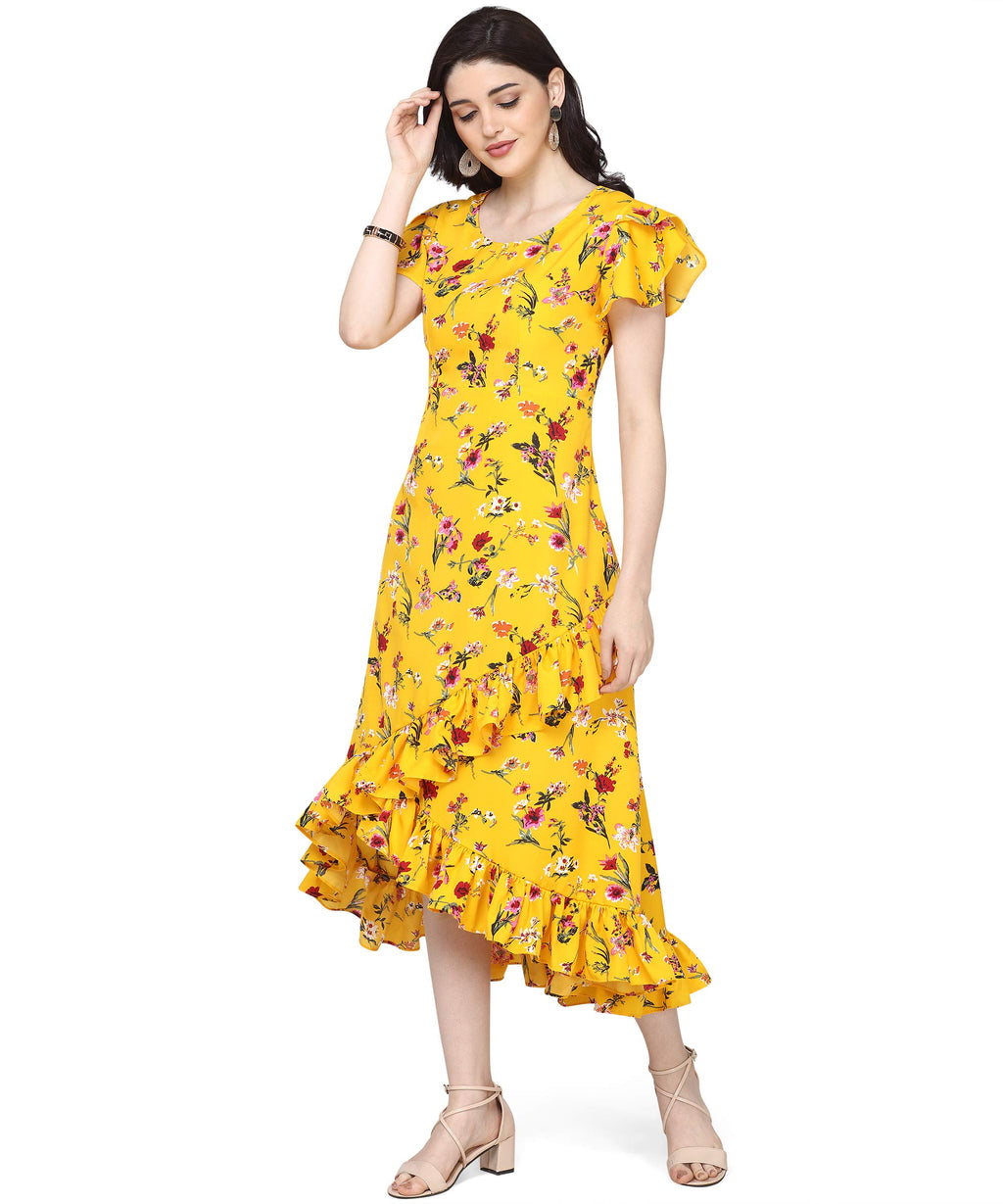 Oomph! Dress For Women Stylish| Summer Vacation Style |Floral Print Wrap Maxi |Lightweight Flared Maxi Dress For Casual & Holida