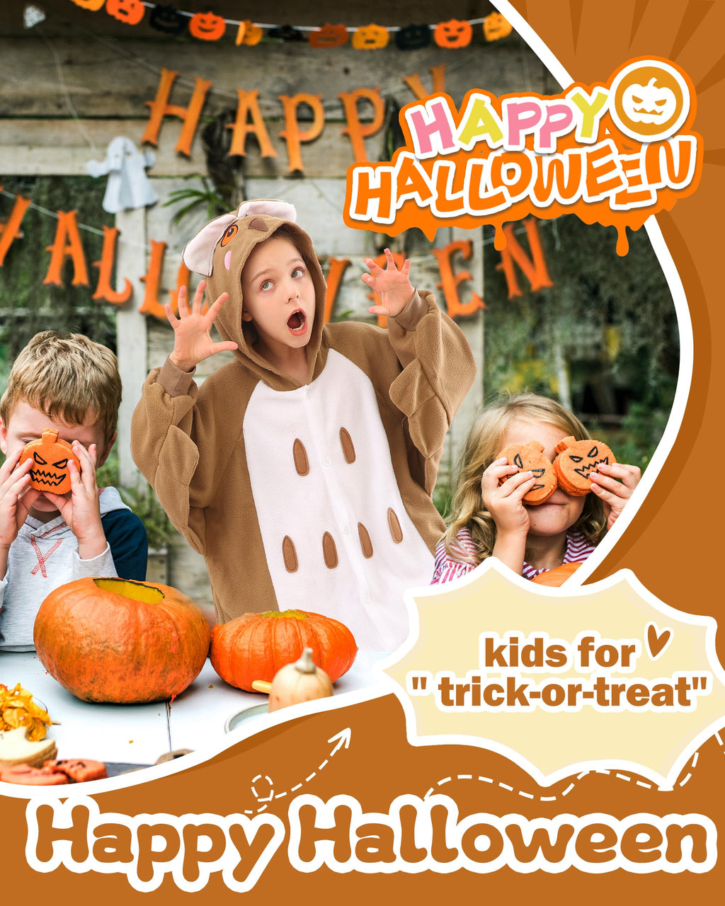 CANASOUR Owl Onesie Kids Animal Halloween Cosplay Costume for 5T Girls Unisex Outfuit One Piece Hooded Soft Pajamas Brown Party