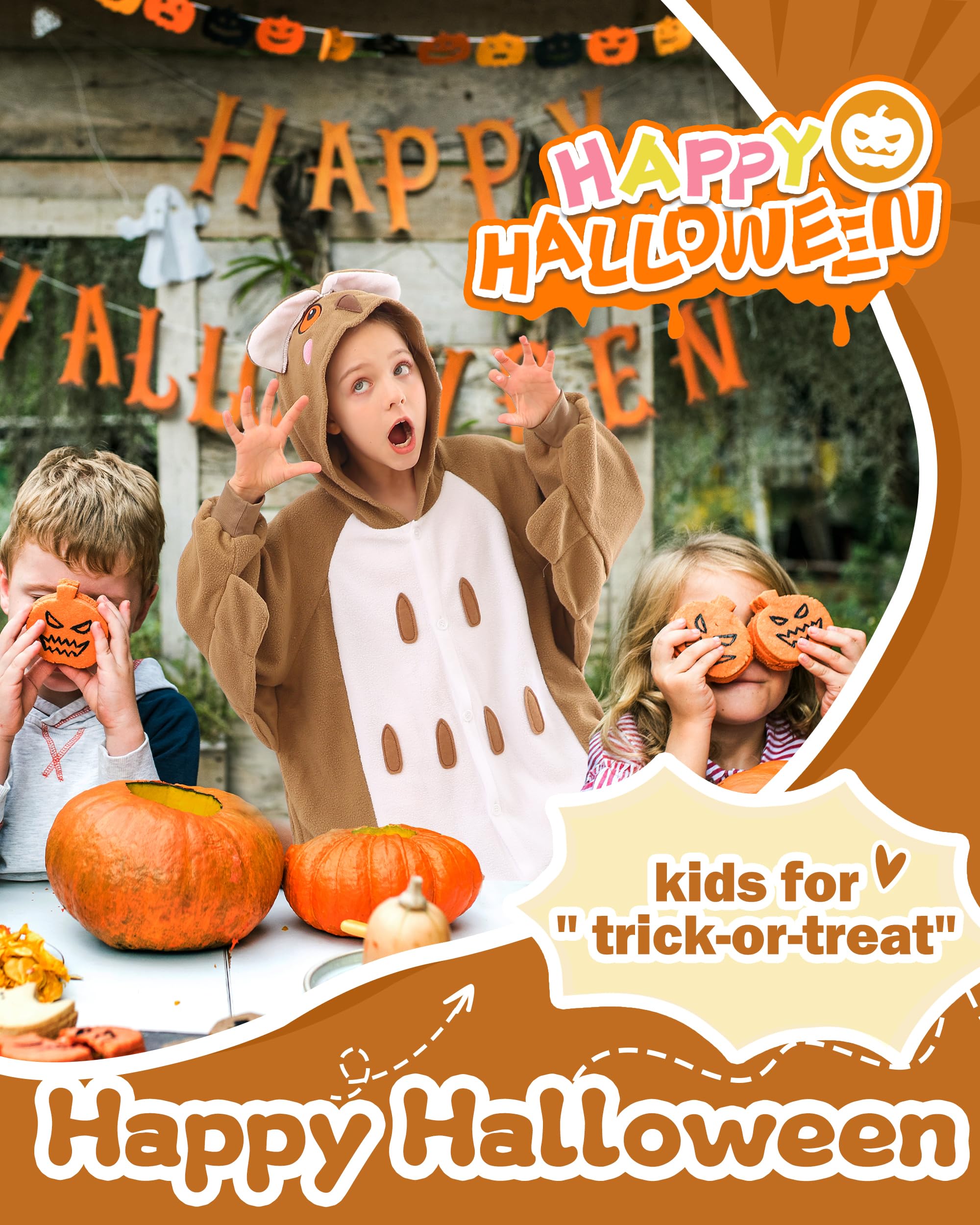 CANASOUR Owl Onesie Kids Animal Halloween Cosplay Costume for 5T Girls Unisex Outfuit One Piece Hooded Soft Pajamas Brown Party