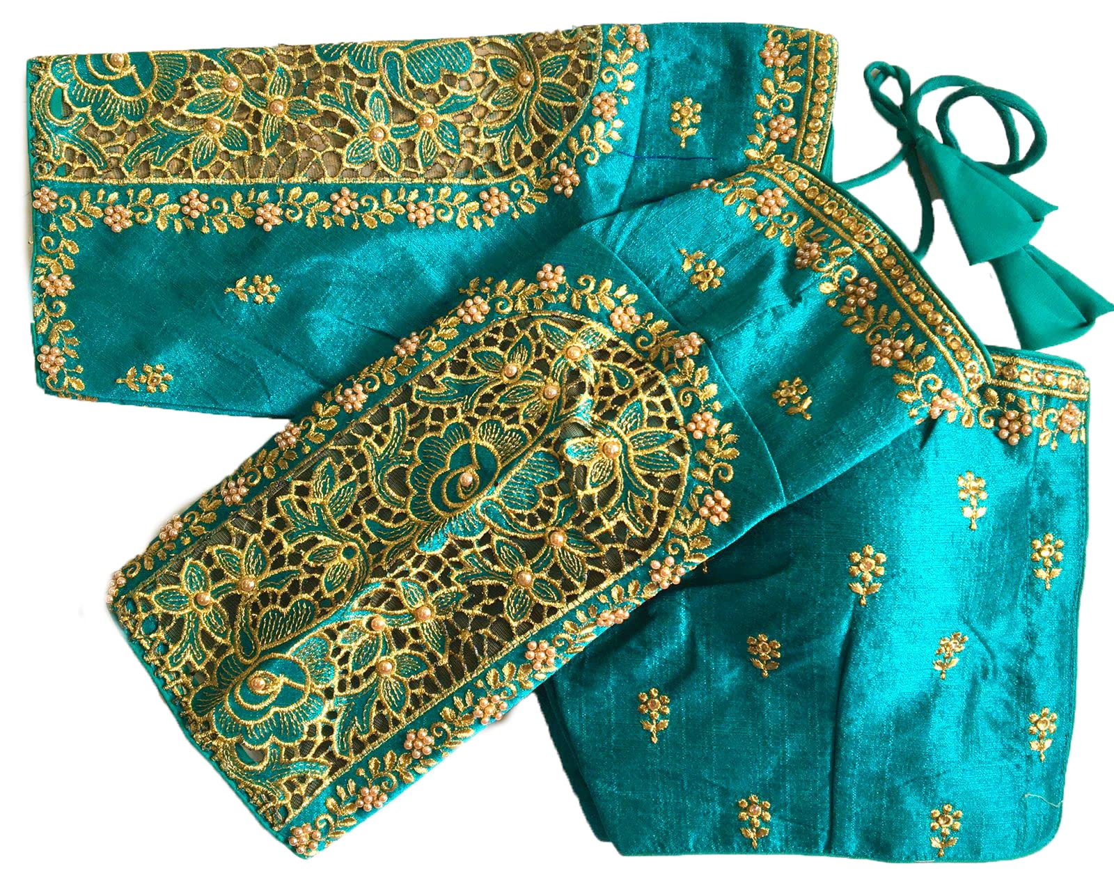 Vihu Fashion WomenS Flower Embroidery Sleeves Cut Work Readymade Saree Blouse