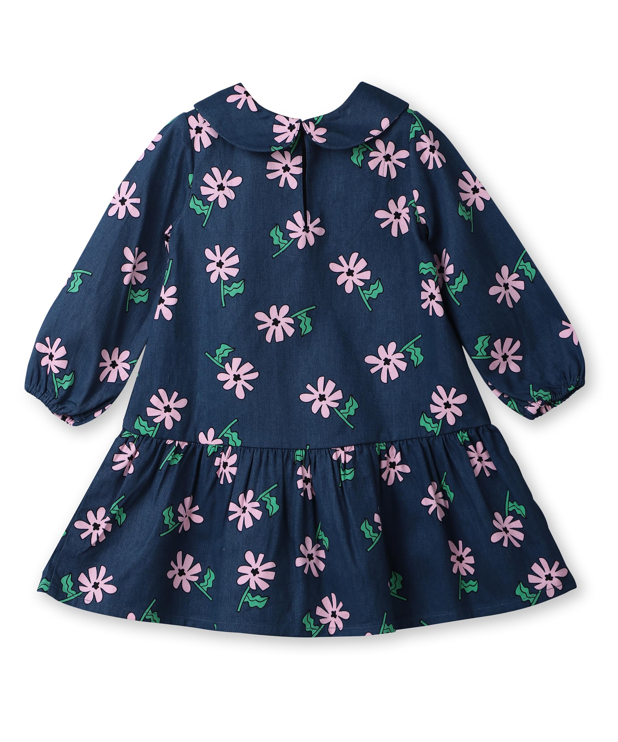 Beebay Kids Girls Frill Collar Floral Dress Navy