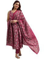 Libas WomenS Cotton Blend Kurta Set (400344R_Maroon