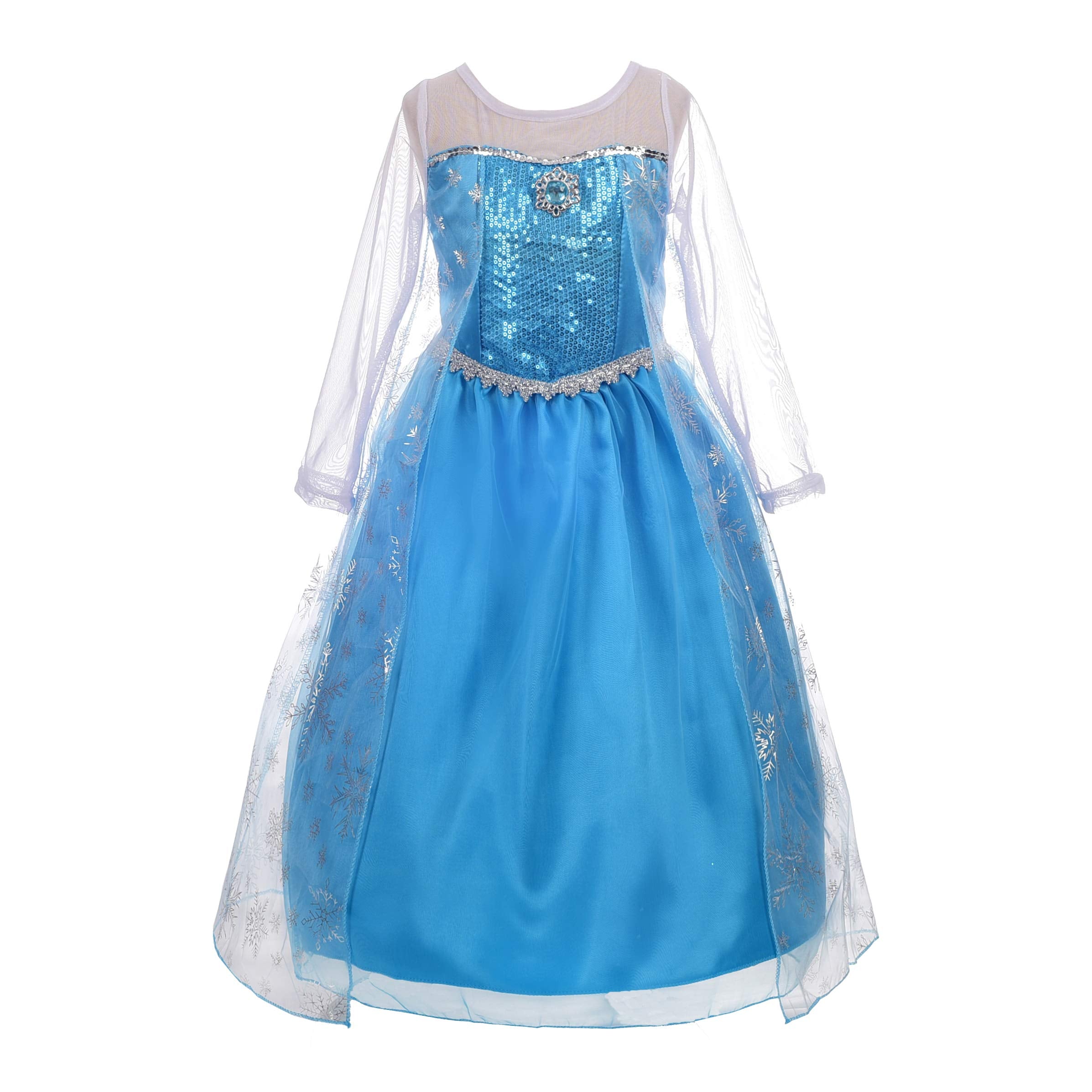 Dressy Daisy Girls' Ice Princess Dress Costume Birthday Halloween Christmas Fancy Party Dresses with Cape Draping Size 8 Style C