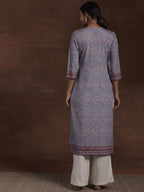 Libas Lavender Printed Crepe Straight Kurta