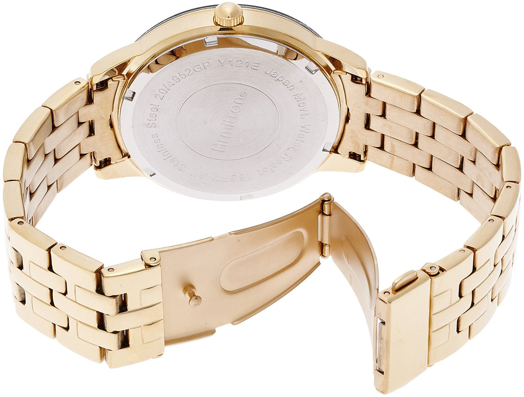 Armitron Men's 20/4952BKGP Diamond Dial Wall-to-Wall Crystal Gold-Tone Bracelet Watch