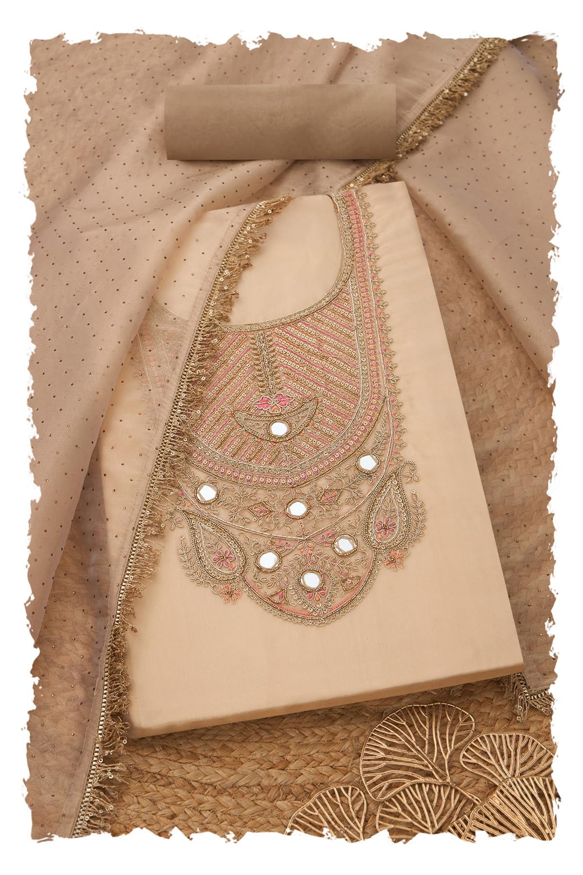 Soch Women Tissue Embroidered Unstitch Dress Material with Cutdana