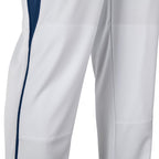 CHAMPRO Triple Crown OB2 Open-Bottom Loose Fit Baseball Pants with Adjustable Inseam and Reinforced Sliding Areas, White,navy, S
