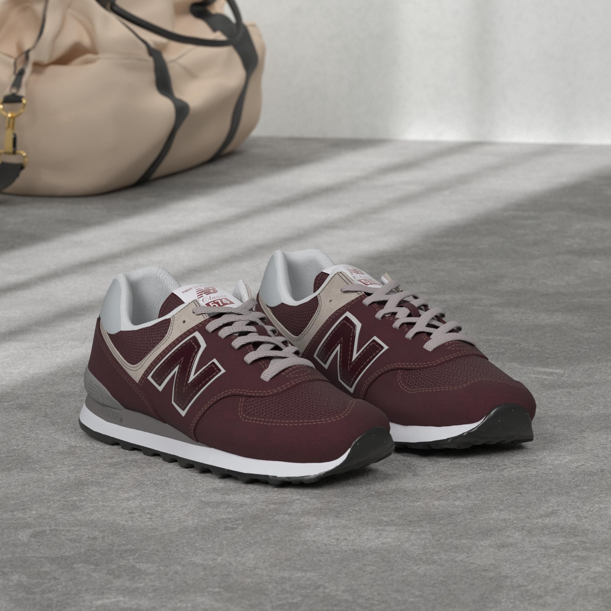New Balance womens 574 V3 Sneaker, Burgundy/White, 5.5 US