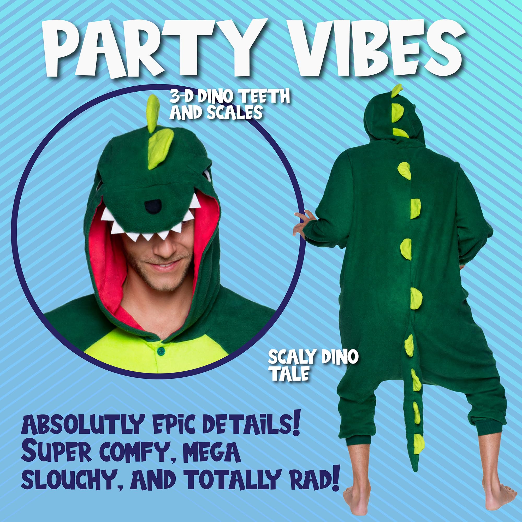 Funziez! Dinosaur Costume - Trex Cosplay - Reptile One Piece Pajama (Green, XX-Large)