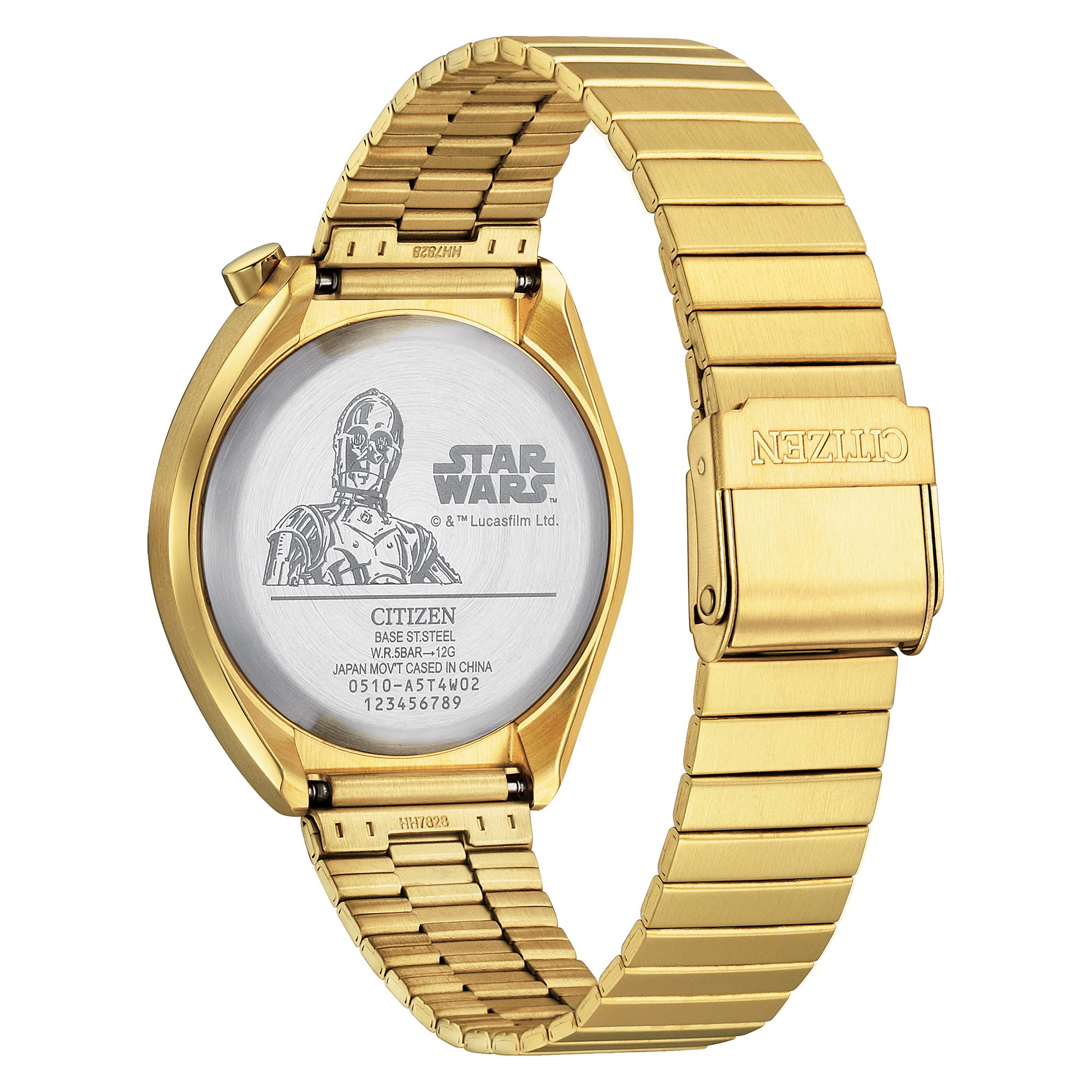 Citizen Men's Vintage Design Star Wars C-3PO Gold Tone Stainless Quartz Watch, 1-Second Chronograph, Date, 38mm (Model: AN3662-5