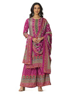 Libas Womens Printed Chinon Straight Kurta With Palazzos And Dupatta