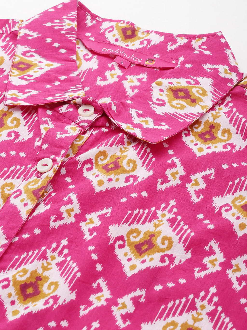 Anubhutee Women'S Pure Cotton Ethnic Motifs Printed Fuchsia Straight Kurta