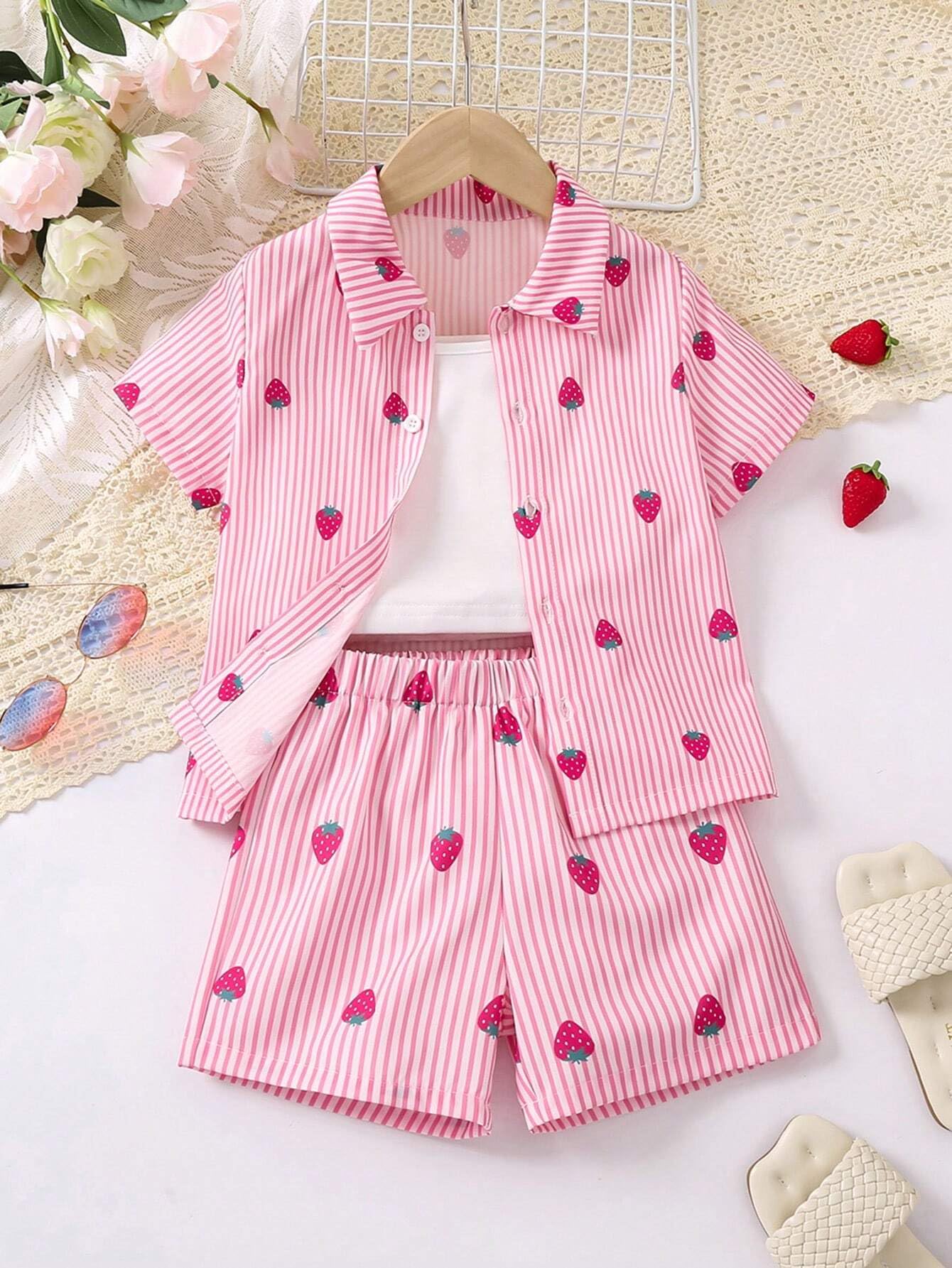 Tagas Girl Casual Simple Style Camisole Top, Long Sleeve Shirt And Straight Pants || COORDINATED_OUTFIT FOR GIRLS ||3 Piece Set|