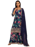 Libas Printed Chinon Straight Kurta With Palazzos With Dupatta (51846Xxl)
