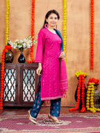 Aarika Girls Rani Colour Sequin Cotton Kurti (9-16 Years)