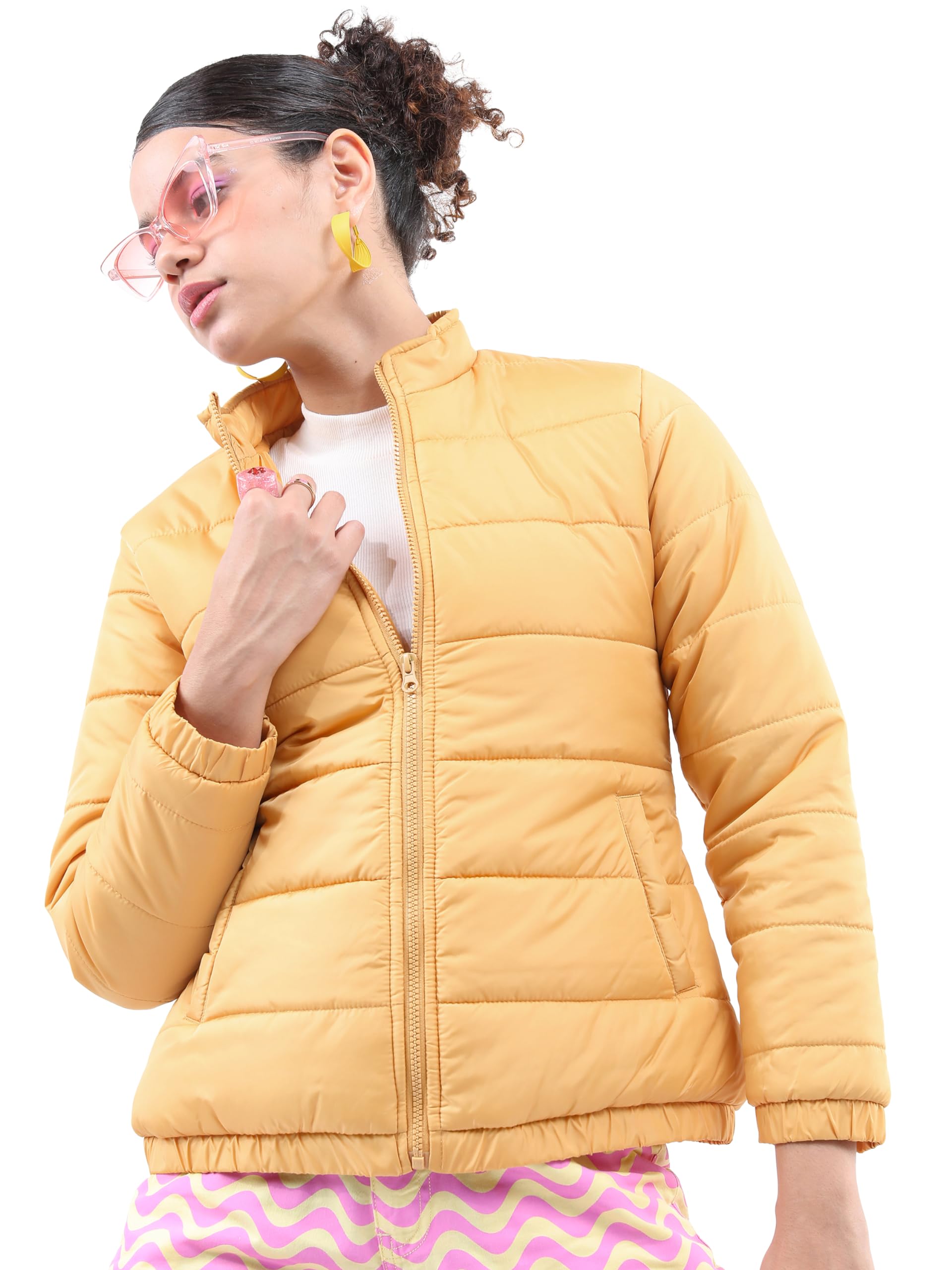 Ketch Polyester Womens Full Sleeve Regular Fit Jacket Khjk000040 Yellow M