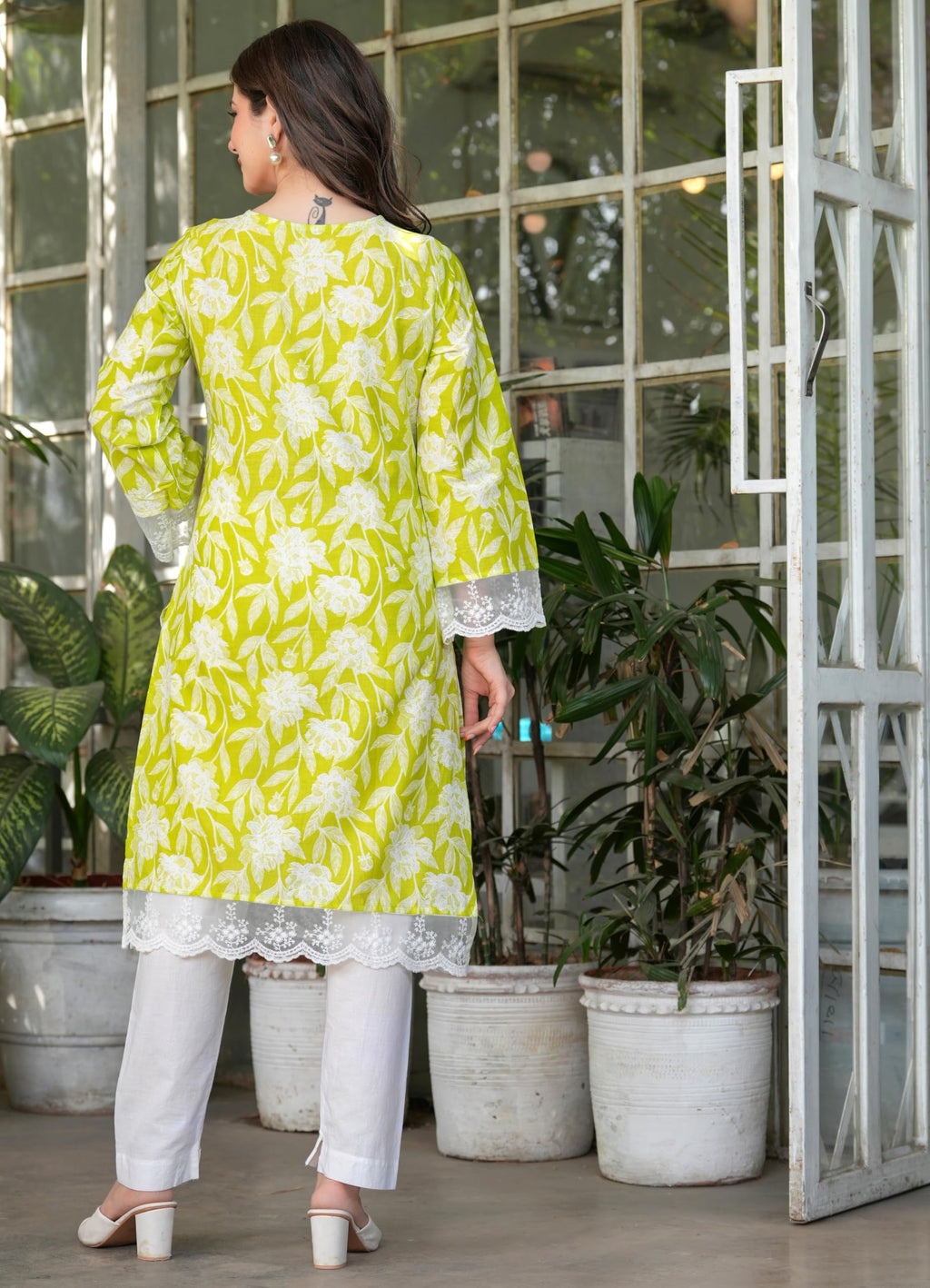 Rytras Women'S Cotton Floral Regular Straight Kurta