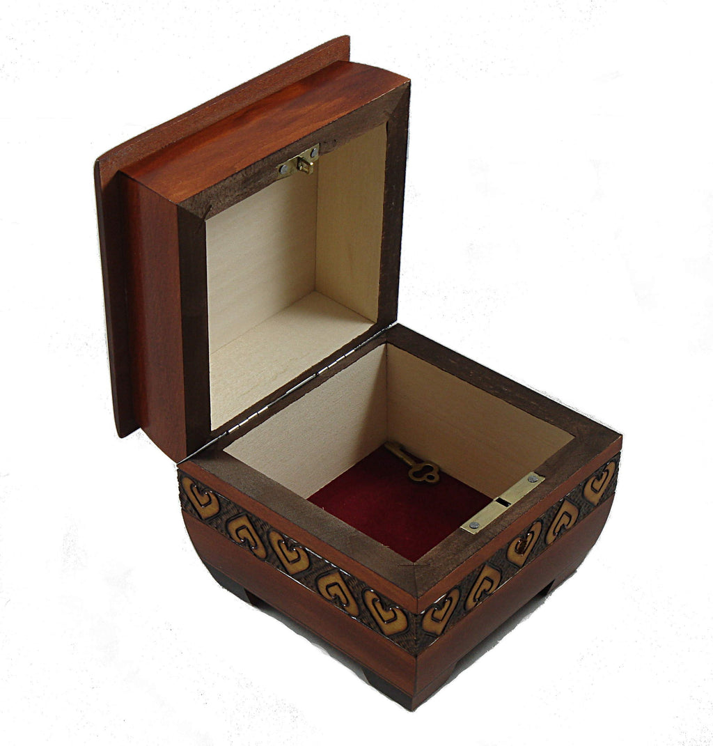 Modern Sailor Celtic Knot and Tribal Heart Handmade Box with Lock and Key Desk or Dresser Trinket Keepsake Holder Perfect Watch