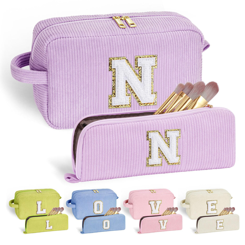 YOOLIFE Monogram Makeup Bag - Gifts for Women Her Daughter Travel Bag Makeup Bag Organizer Makeup Bags for Women Make Up Bag Tra