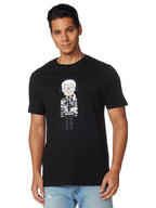 Karl Lagerfeld Paris Reflective T, Karl Character with Headphones Short Sleeve Crew Neck Mens Shirt, Black, M