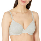 Fruit of the Loom Women's Smooth Cotton T-Shirt Bra-Ultra-Soft, Flexible, and Invisible Under Tees, Grey Heather/Blushing Rose,