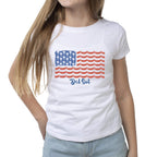 Classic Crew Tee - Tropical Americana-White by DelSol for Women - 1 Pc T-Shirt (XL)