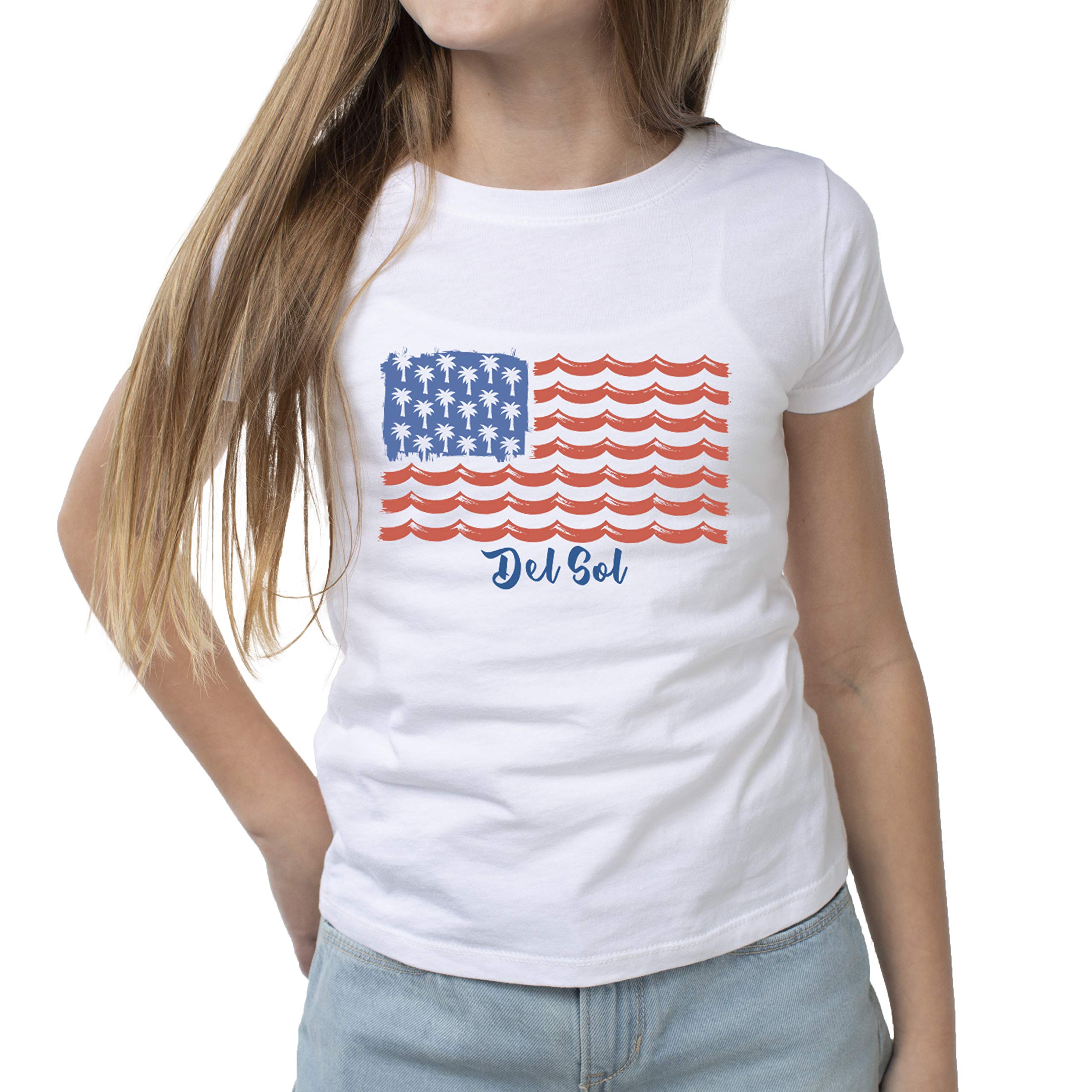 Classic Crew Tee - Tropical Americana-White by DelSol for Women - 1 Pc T-Shirt (XL)