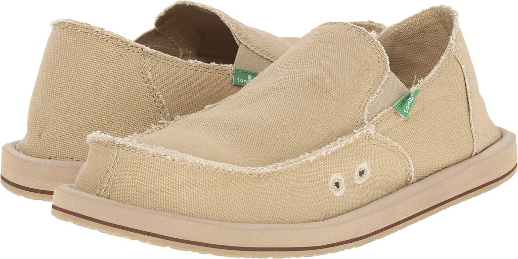 Sanuk mens Vagabond loafers shoes, Khaki, 13 US