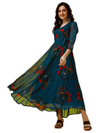 Trillmixa WomenS Georgette Midi Dress With Paisly Printed Pattern Long Sleeves Knee Length V Neck A Line Style And Regular Fit 