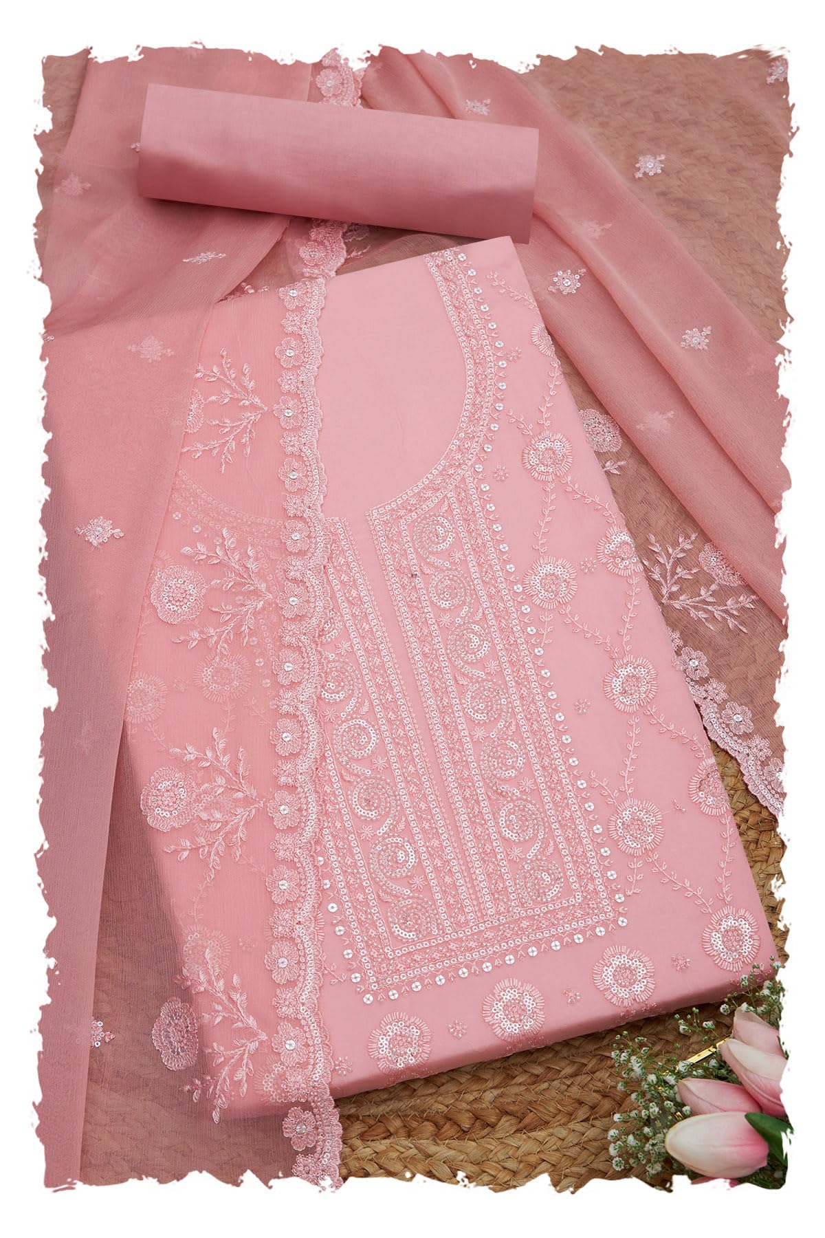 Soch Women Embroidered Unstitched Dress Material with Cutdana