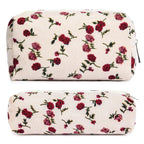 SOIDRAM Makeup Bag Floral Cosmetic Bag Cute Makeup Pouch 1Pcs Large Capacity Makeup Bags and 1Pcs Makeup Brushes Storage Bag Tra