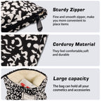ZLFSRQ 2Pcs Leopard Print Makeup Bags for Women Zipper Makeup Pouch for Purse Large Capacity Travel Cosmetic Bag Canvas Makeup B