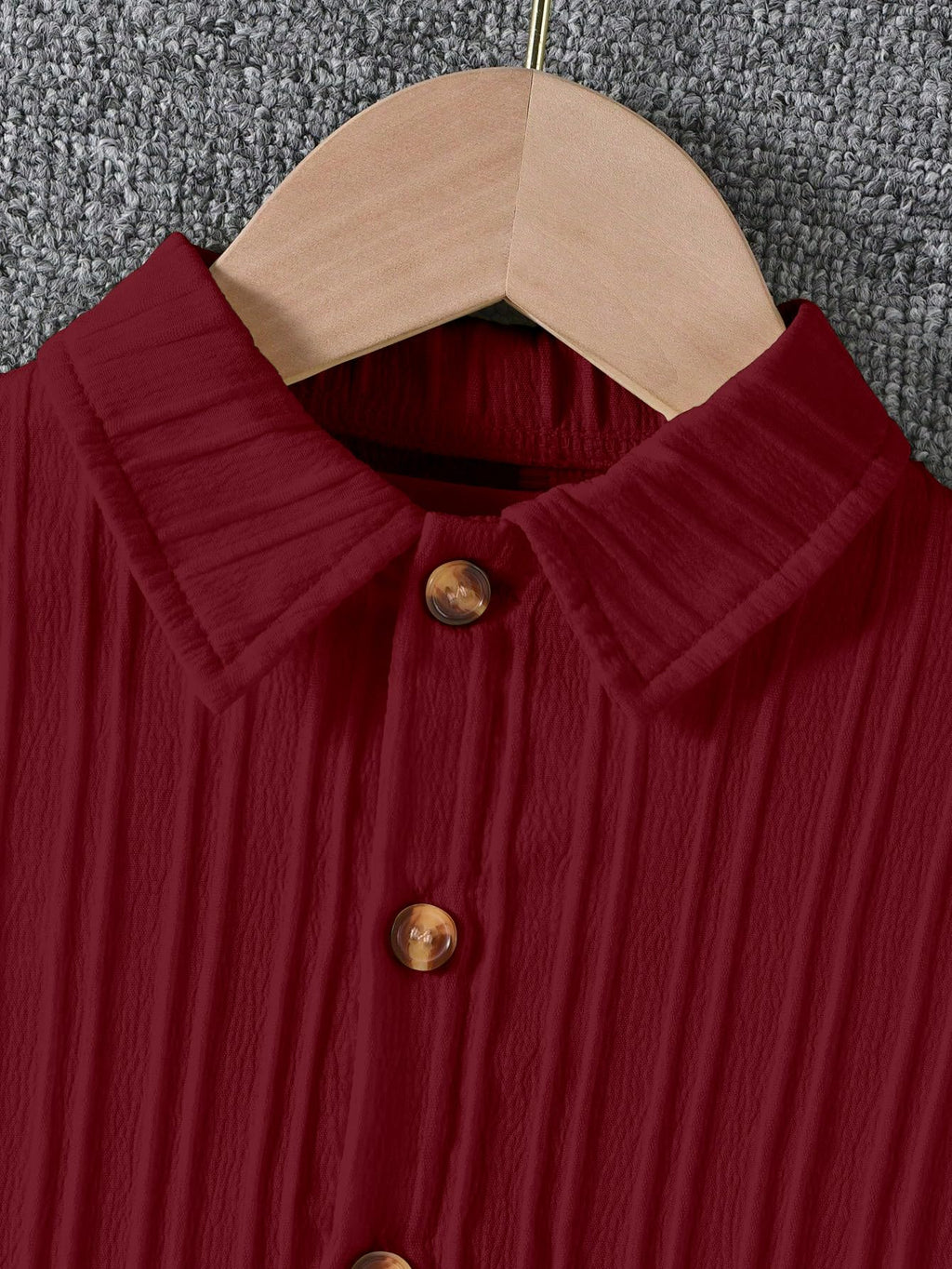 AVANOVA Boys Maroon 2-Piece Outfit Set  Short Sleeve Button Front Shirt with Matching Shorts, Summer Casual Clothing for Kids, L