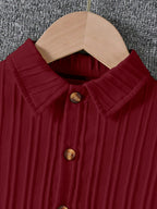 AVANOVA Boys Maroon 2-Piece Outfit Set  Short Sleeve Button Front Shirt with Matching Shorts, Summer Casual Clothing for Kids, L