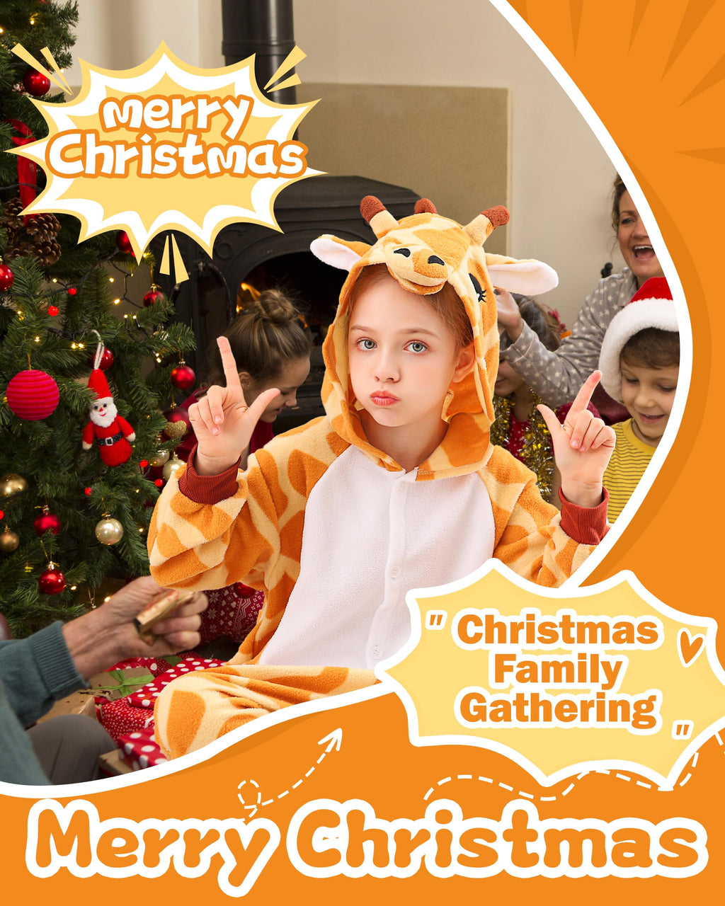 CANASOUR Unisex Anime Halloween Kids Giraffe Onesie For 10-12 Years Girls Boys One Piece Christmas Costume Orange Party Cosplay