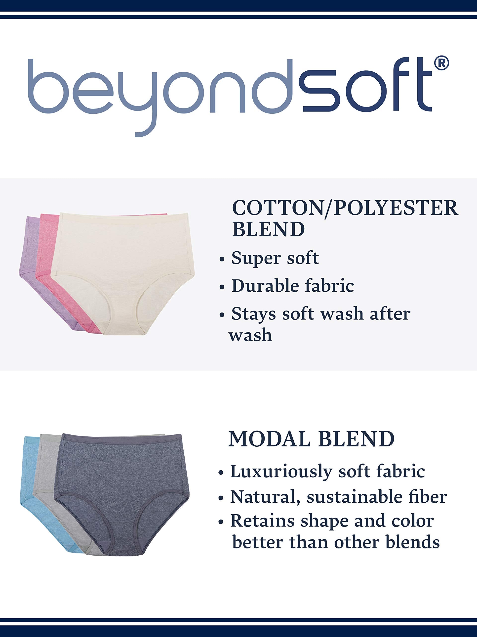 Fruit Of The Loom Women's Beyondsoft Panties, Bikini-Cotton Blend-6 Pack, 8