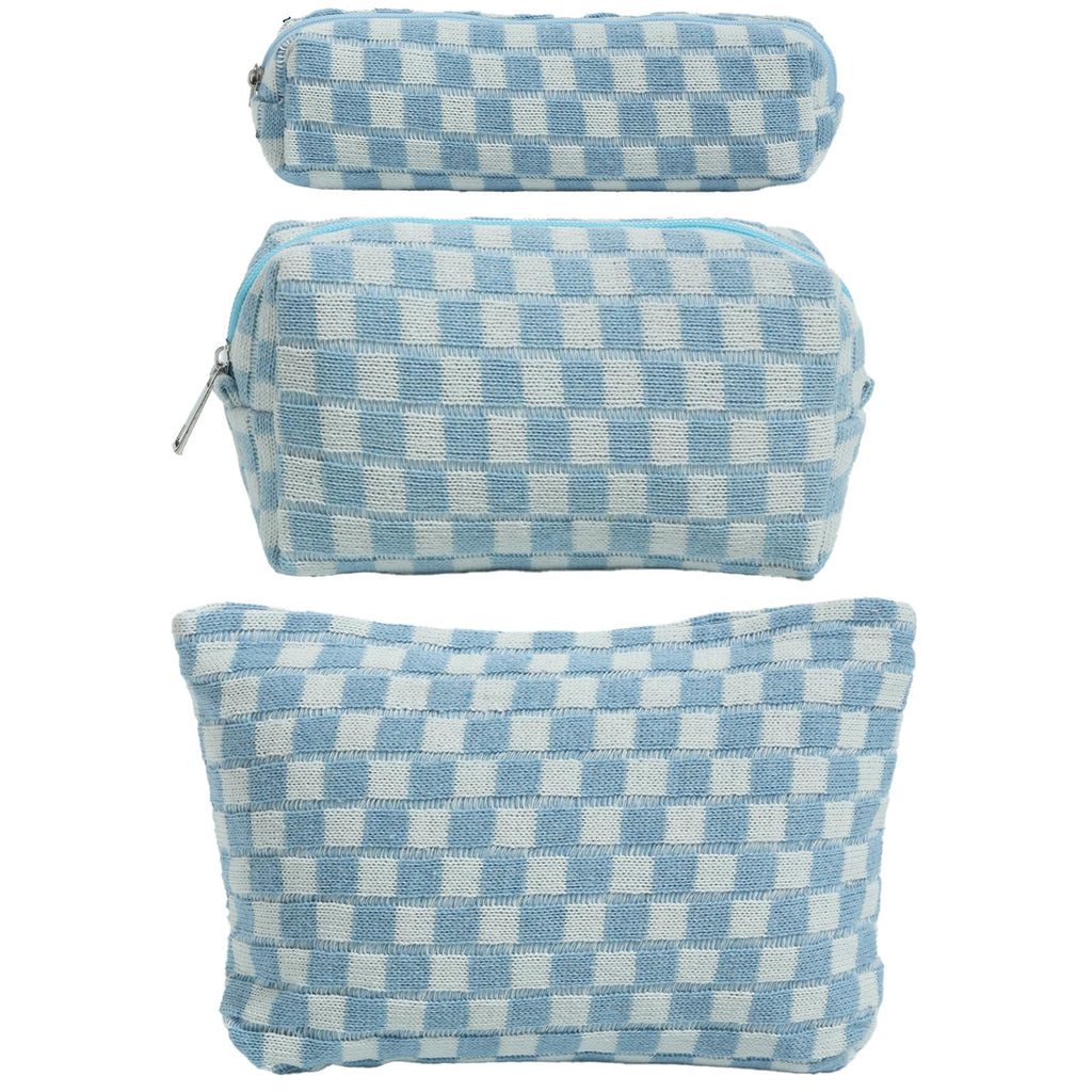 LYDZTION 4 PCS Checkered Makeup Bag Cosmetic Bag for Women Checkered Pouch Plaid Makeup Bag for Women Small Makeup Bag Storage B