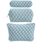 LYDZTION 4 PCS Checkered Makeup Bag Cosmetic Bag for Women Checkered Pouch Plaid Makeup Bag for Women Small Makeup Bag Storage B