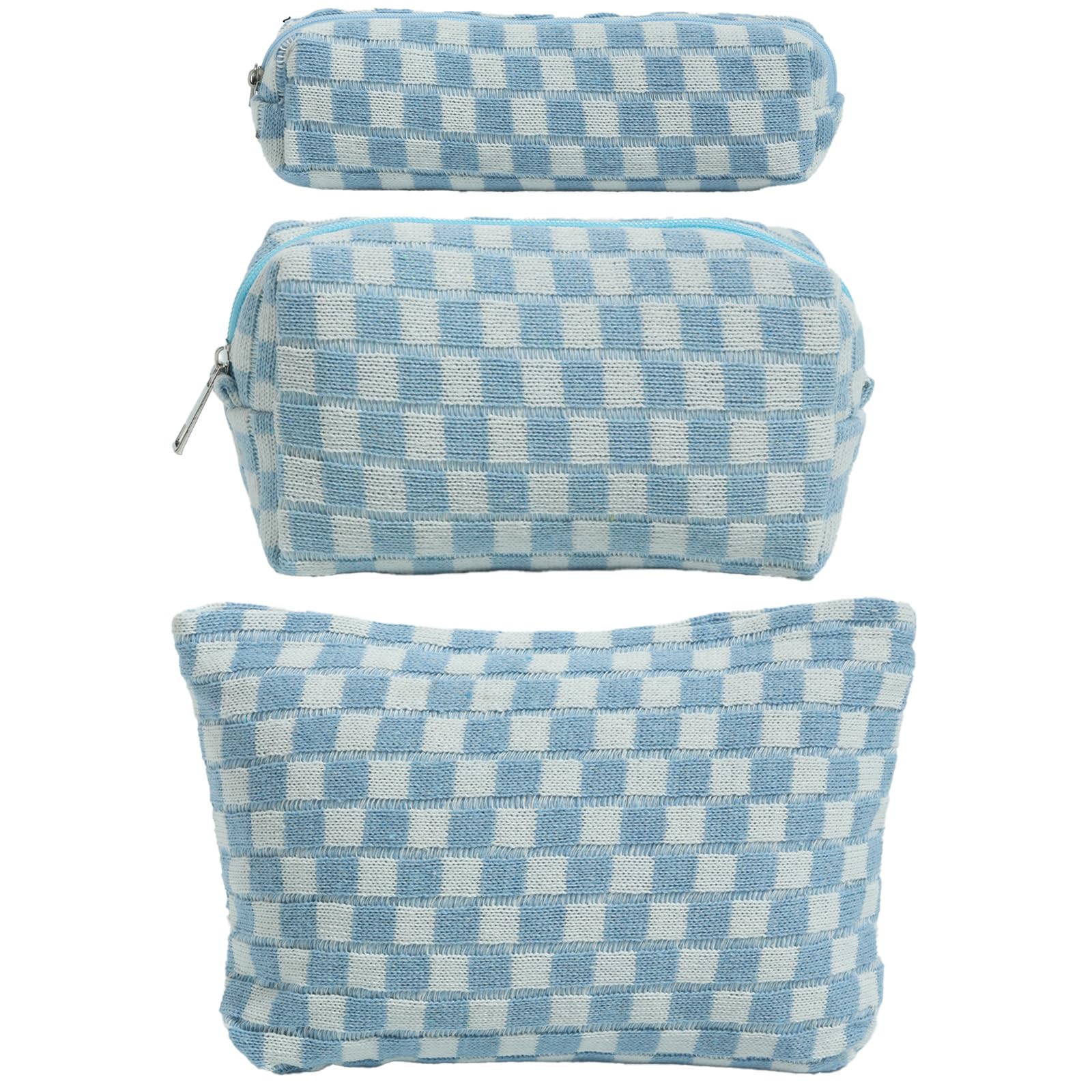 LYDZTION 4 PCS Checkered Makeup Bag Cosmetic Bag for Women Checkered Pouch Plaid Makeup Bag for Women Small Makeup Bag Storage B