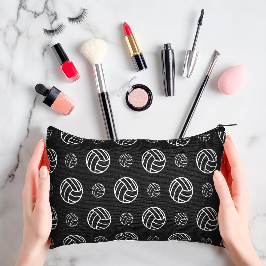 20 Pcs Sport Makeup Bag Sport Cosmetic Bag Canvas Gifts Softball Volleyball Football Baseball Tennis Accessories for Girls Toile