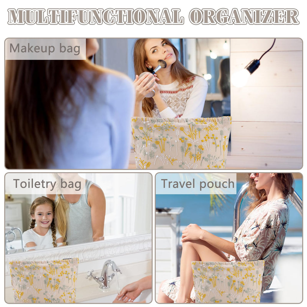 ZLFSRQ Silk Flower Makeup Bag Travel Cute Cosmetic Bags for Women Large Makeup Pouch Zipper Cosmetic Pouch for Purse Aesthetic M